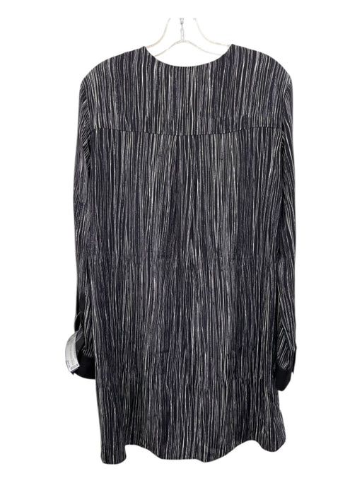 Vince Size S Black & White Silk Long Sleeve Abstract Stripes 1/2 Button Dress Black & White / S