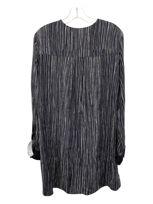 Vince Size S Black & White Silk Long Sleeve Abstract Stripes 1/2 Button Dress Black & White / S
