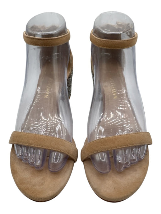 Stuart Weitzman Shoe Size 8.5 Beige & Silver Leather Upper Suede Sandals Beige & Silver / 8.5