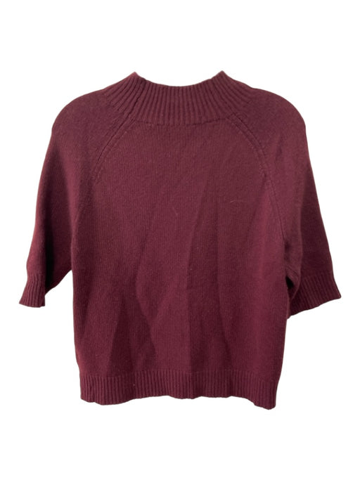 Theory Size M Maroon Cashmere Mock Neck Ribbed Knit 1/2 sleeve Sweater Maroon / M