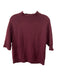 Theory Size M Maroon Cashmere Mock Neck Ribbed Knit 1/2 sleeve Sweater Maroon / M