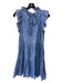 Saylor Size XS Blue Cotton Ruffle Cap Sleeve Tie Neck Metallic Thread Dress Blue / XS