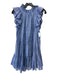 Saylor Size XS Blue Cotton Ruffle Cap Sleeve Tie Neck Metallic Thread Dress Blue / XS