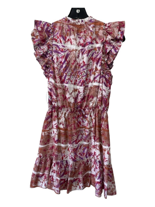 Waverly Grey Size S White Pink Purple Viscose Blend Abstract Elastic Waist Dress White Pink Purple / S