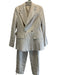 Yargici Size XS Cream & Taupe Linen Blend Metallic Thread Stripe Blazer Pant Set Cream & Taupe / XS