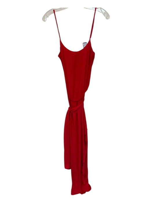 Haute Hippie Size XS Red Silk Spaghetti Strap Slit Belted Maxi Dress Red / XS