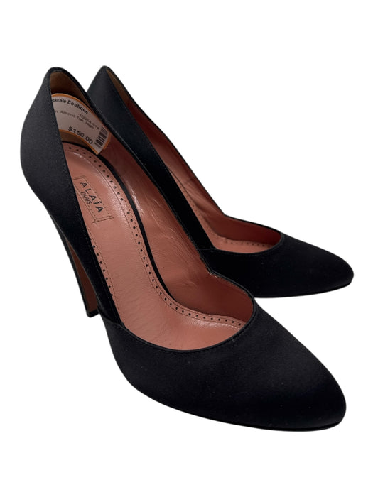Alaia Shoe Size 37 Black Leather Satin Almond Toe High Heel Pumps Black / 37