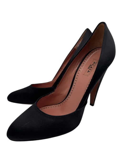 Alaia Shoe Size 37 Black Leather Satin Almond Toe High Heel Pumps Black / 37