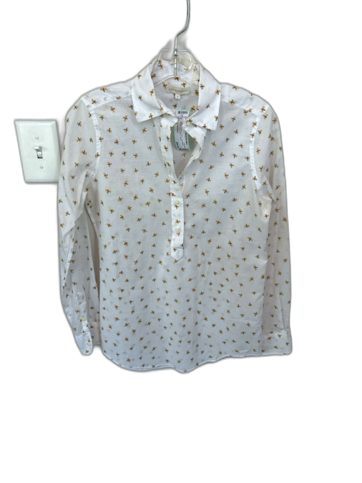 Ann Mashburn Size S White & yellow Cotton Long Sleeve Button Down BEES Top White & yellow / S