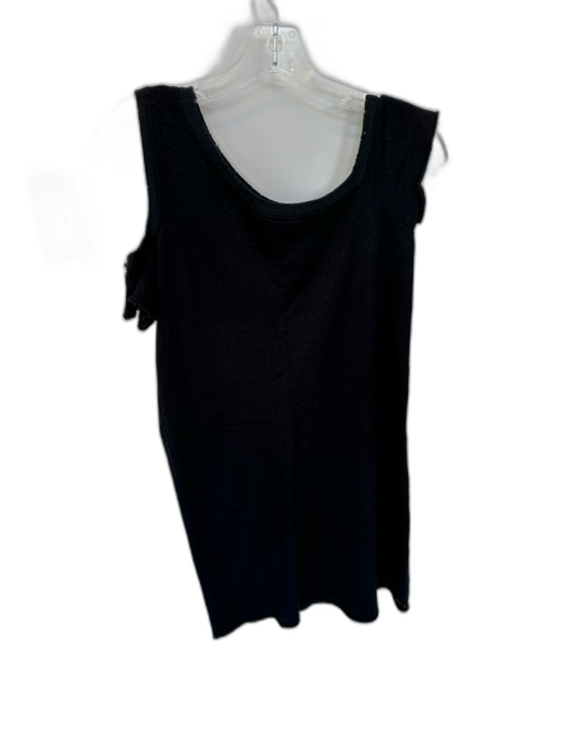 Philanthropy Size M Black Cotton & Viscose Short Sleeve Distressed Mini Dress Black / M