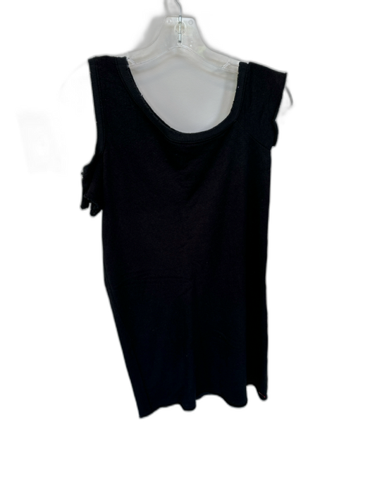 Philanthropy Size M Black Cotton & Viscose Short Sleeve Distressed Mini Dress Black / M