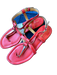 Ann Mashburn Shoe Size 38 Red & Silver Leather Thong Side Buckle Sandals Red & Silver / 38