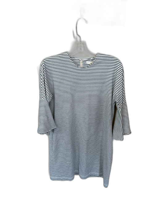 Ann Mashburn Size XS Navy & white Cotton Long Bell Sleeve Striped Back Zip Dress Navy & white / XS