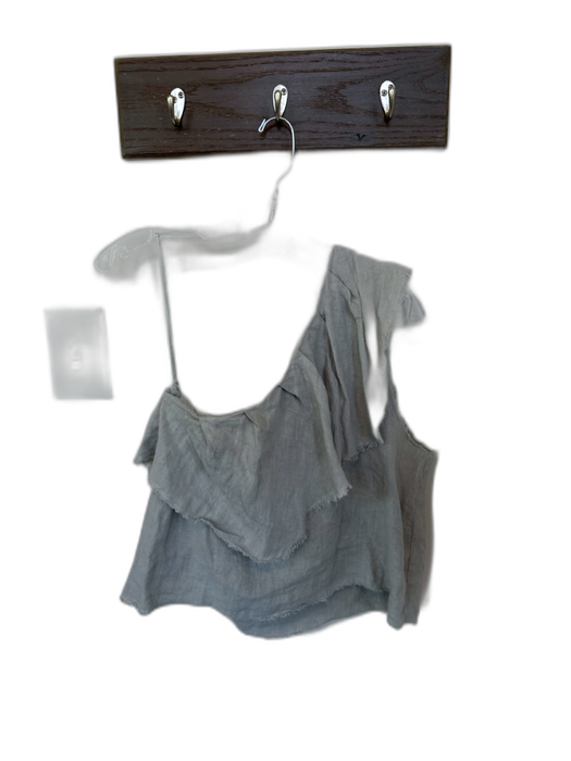 Zara Size M Gray Linen One Shoulder Raw Hem Top Gray / M