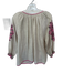 Ulla Johnson Size 6 Taupe & Pink Linen & Cotton Long Sleeve Embroidered Top Taupe & Pink / 6