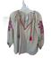 Ulla Johnson Size 6 Taupe & Pink Linen & Cotton Long Sleeve Embroidered Top Taupe & Pink / 6
