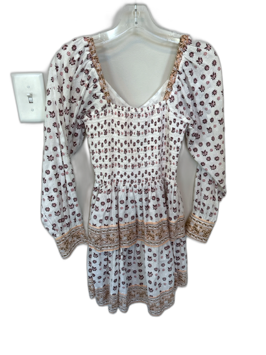 Cleobella Size XS Purple & Peach Cotton Long Balloon Sleeve Swiss Dot Dress Purple & Peach / XS