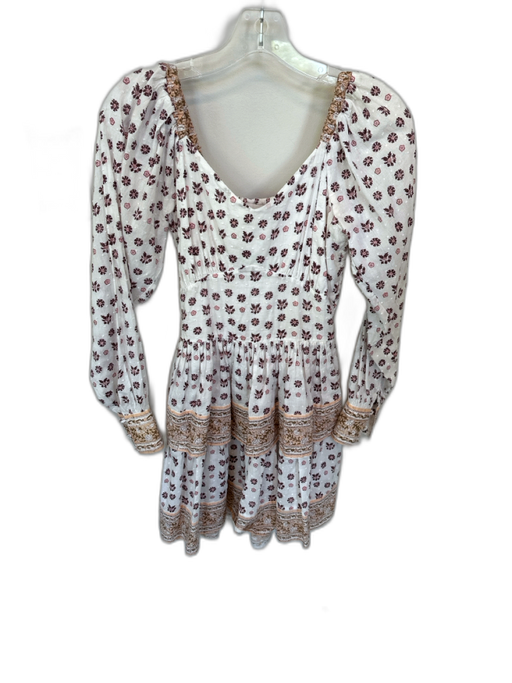 Cleobella Size XS Purple & Peach Cotton Long Balloon Sleeve Swiss Dot Dress Purple & Peach / XS