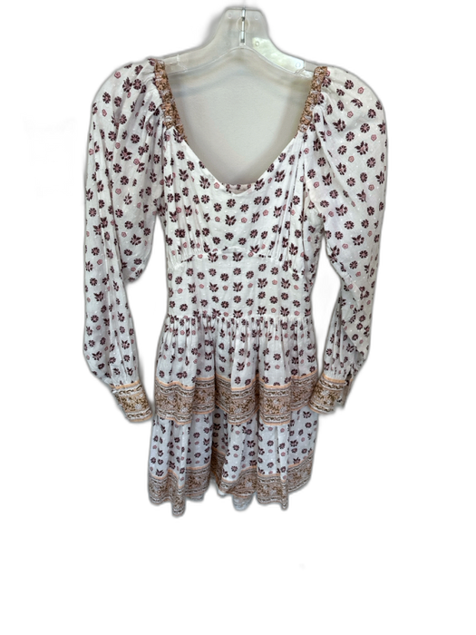 Cleobella Size XS Purple & Peach Cotton Long Balloon Sleeve Swiss Dot Dress Purple & Peach / XS