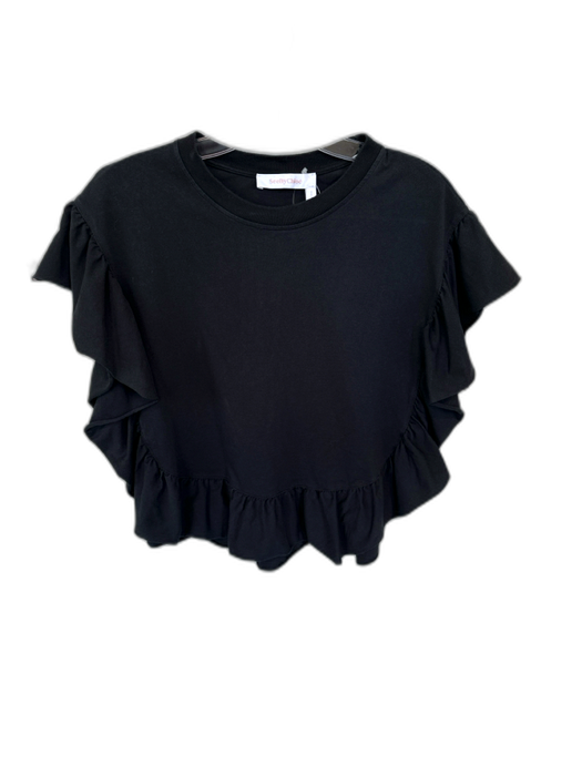 See By Chloe Size S Black Cotton Flutter Sleeves Ruffles Top Black / S