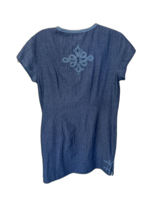 Gallabia Size S Navy Cotton Short Sleeve Rope Detail Embroidered Short Dress Navy / S