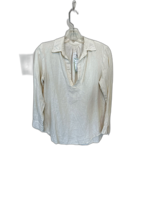 American Colors by Alex Lehr Size XS Cream Cotton Long Sleeve Collar Top Cream / XS