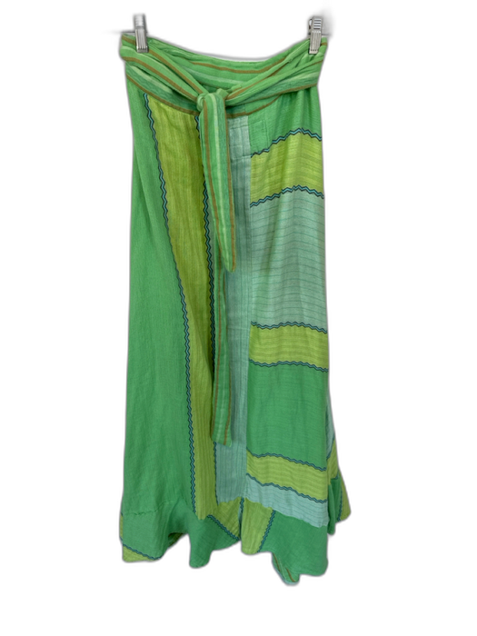 Ace & Jig Size XS Green & Aqua Cotton Striped Chevron Wrap Maxi Skirt Green & Aqua / XS