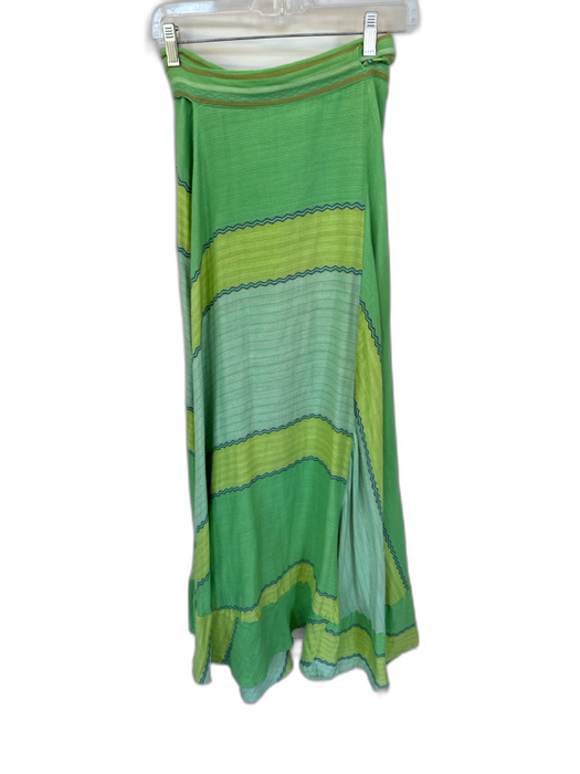 Ace & Jig Size XS Green & Aqua Cotton Striped Chevron Wrap Maxi Skirt Green & Aqua / XS