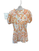Sabo Skirt Size XS White & Orange Cotton Short Balloon Sleeve Flowers Dress White & Orange / XS