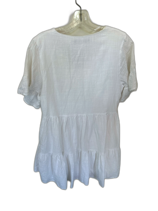 Fancyinn Size S White Cotton & Polyester Short Bell Sleeve V Neck Lined Dress White / S
