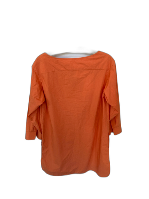 Odeeh Size 36/S Orange Cotton Long Sleeve Front Pockets Boatneck Dress Orange / 36/S