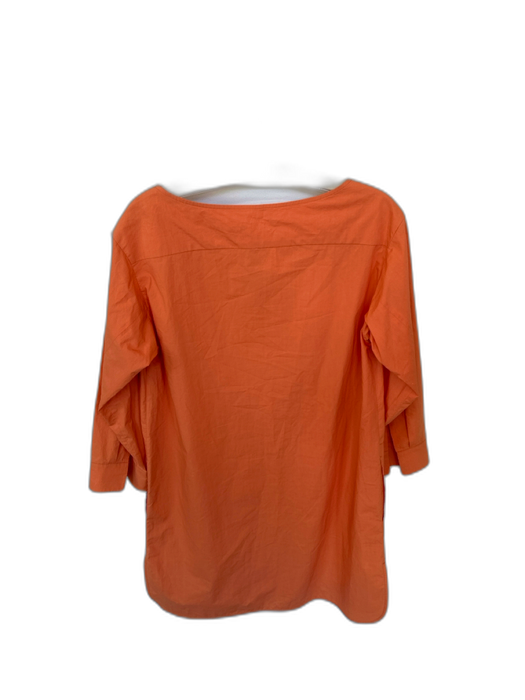 Odeeh Size 36/S Orange Cotton Long Sleeve Front Pockets Boatneck Dress Orange / 36/S