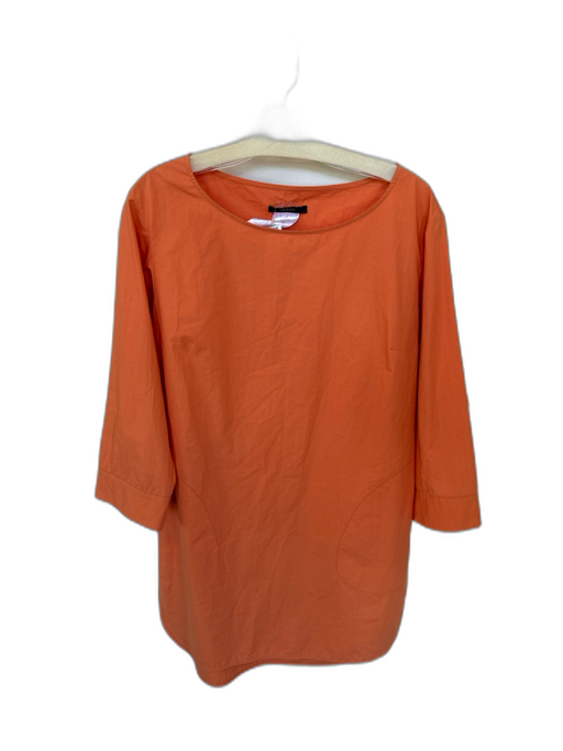Odeeh Size 36/S Orange Cotton Long Sleeve Front Pockets Boatneck Dress Orange / 36/S