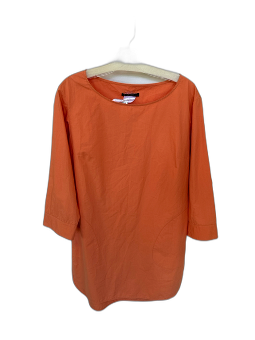 Odeeh Size 36/S Orange Cotton Long Sleeve Front Pockets Boatneck Dress Orange / 36/S