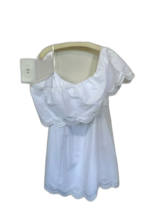 Sugar + Lips Size S White Cotton Off Shoulder Lace Trim Scallop Detail Dress White / S