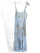 Intermix Size 2 Baby Blue & Green Print Silk Spaghetti Strap Flowers Maxi Dress Baby Blue & Green Print / 2