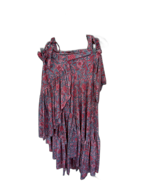 Perry Walker Size 1/S Gray & Red Silk & Polyester Tie Straps Botanical Skirt Set Gray & Red / 1/S