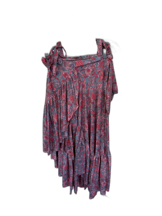 Perry Walker Size 1/S Gray & Red Silk & Polyester Tie Straps Botanical Skirt Set Gray & Red / 1/S