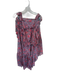 Perry Walker Size 1/S Gray & Red Silk & Polyester Tie Straps Botanical Skirt Set Gray & Red / 1/S