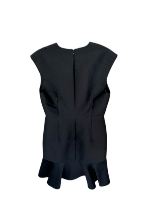 Carven Size 38 Black Polyester & Silk Sleeveless Drop Waist V Neck Dress Black / 38