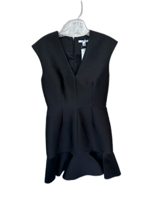Carven Size 38 Black Polyester & Silk Sleeveless Drop Waist V Neck Dress Black / 38