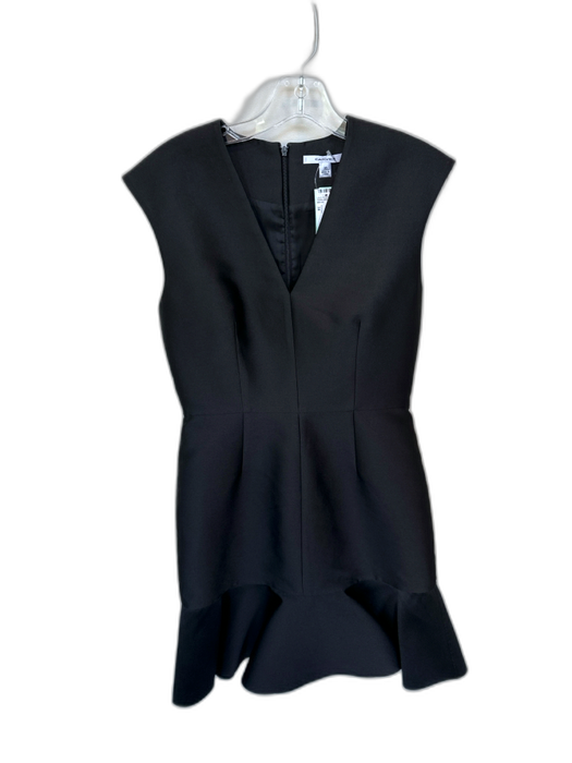 Carven Size 38 Black Polyester & Silk Sleeveless Drop Waist V Neck Dress Black / 38