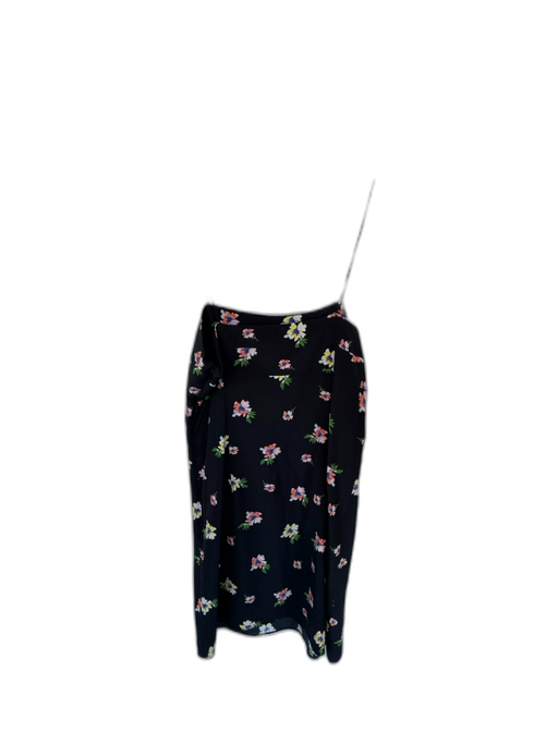 Intermix Size P Black & Multi Silk Spaghetti Strap Flowers Side Zip Mini Dress Black & Multi / P