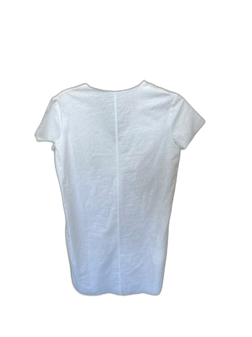 Majestic Filatures Size 2/M Ivory Cotton Short Sleeve Raw Hem V Neck Dress Ivory / 2/M