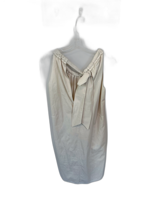 AVN Size 40 Khaki Cotton Sleeveless Back neck Tie Raw Hem Dress Khaki / 40