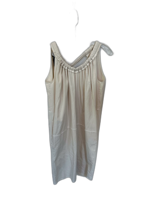 AVN Size 40 Khaki Cotton Sleeveless Back neck Tie Raw Hem Dress Khaki / 40