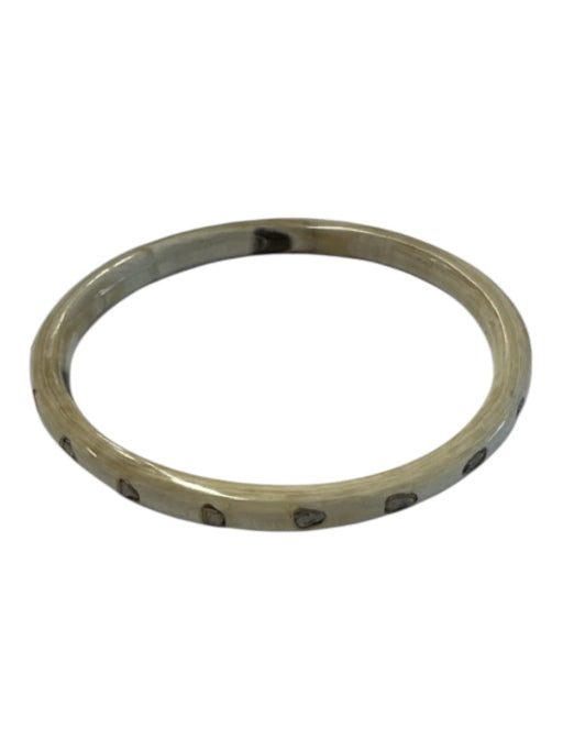 wTr When Tides Rise Ivory & Silver Bone Raw Diamonds Bangle Bracelet Ivory & Silver