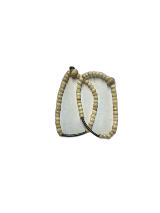wTr When Tides Rise Cream & Silver Beaded Stretch Sterling Detail Bar Bracelet Cream & Silver