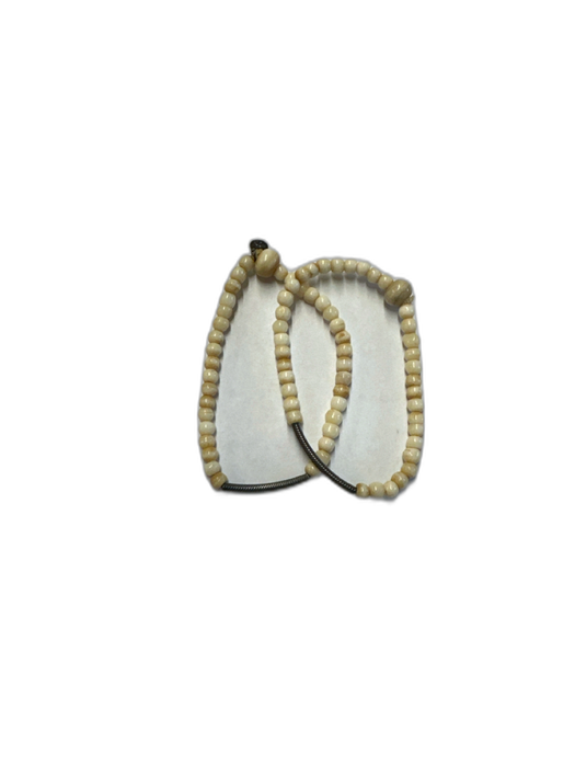 wTr When Tides Rise Cream & Silver Beaded Stretch Sterling Detail Bar Bracelet Cream & Silver