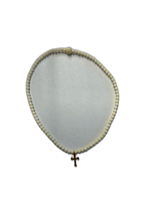 wTr When Tides Rise Cream & Gold Beaded Cross Pendant Choker Necklace Cream & Gold